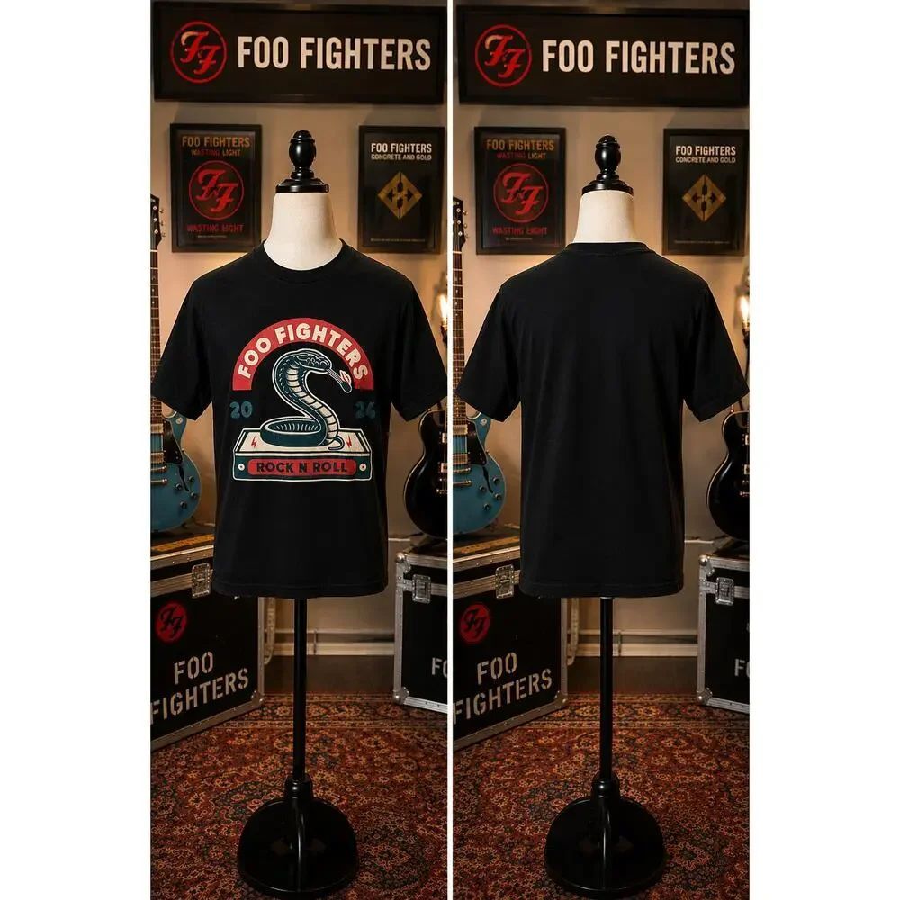 Foo Fighters Rock N Roll Snake Graphic Tee Band Shirt Black Medium